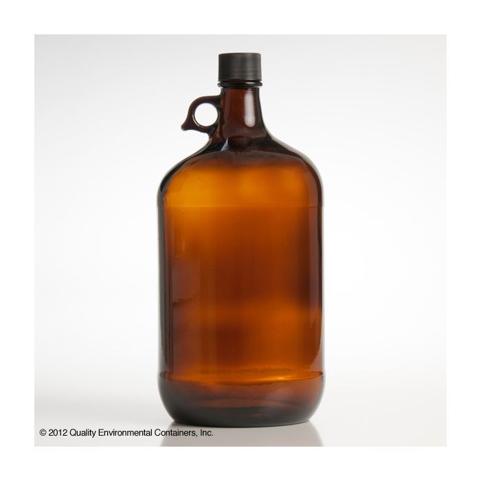 4 Liter Amber Glass Bottle with Black PTFE Lined Cap, each
